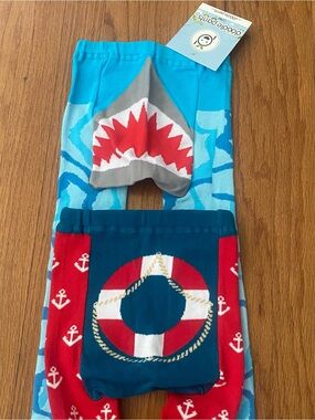 Doodle Pants Kids Leggings - Blue Shark & Red Anchor Nautical Set